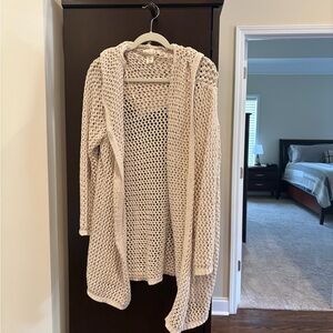 Elegant Cream Open-Knit Cardigan
